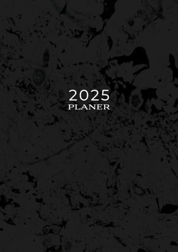 2025 Planer: Terminkalender mit Uhrzeiten 5 bis 23h Tag | 1 Woche auf 2 Seiten mit Zeit Wochenplaner | A4 Buchkalender | Kalenderbuch Timer ... Terminplaner | Jahresplaner Edel Schwarz