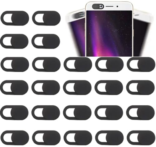 Fc'Noqgn 24 Stück Webcam Abdeckung, Kamera Cover Folie Ultradünn Cover Kamera Laptop Webcam Slide Cover Webcam Schutz,Webcam Cover für Computer,Handy,Tablet,Laptops,Schutz Ihrer Privatsphäre(Schwarz)