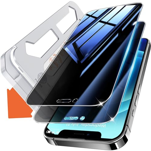 Tentoki 2 Stück für iPhone 12/12 Pro Panzerglas Sichtschutz Glas | 25° Anti-Spy Schutzfolie, Unterstützt Face ID, 9H Härte, Stoßfest Kratzfest Blasenfreie, Auto Dust-Elimination, 6,1 Zoll