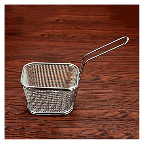 Cesta para Freidora/Cuchara para Espumadera Restaurante Frying Size Filtro Filtro de filtro con alambre de mango Separador de acero inoxidable Skimmer adecuado for papas fritas carne Cesta Coladora