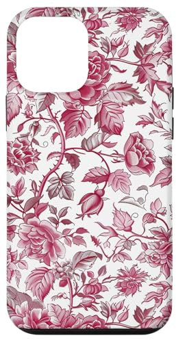 Custodia per iPhone 12 mini Rosa e Bianco Porcellana Motivo Floreale Vintage Botanico