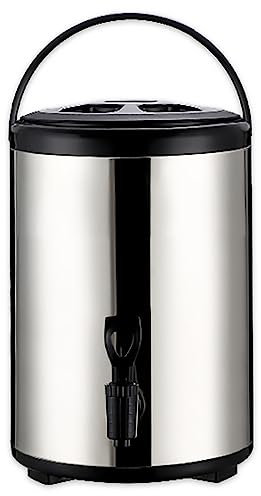 LXWKAI Isolierter Getränkespender aus Edelstahl für die Gastronomie - Isolierter Thermo-Spender für Heiß- und Kaltgetränke mit Zapfhahn für Heißwasser, Tee, Kaffee, kalte Milch, Saft, 8 l
