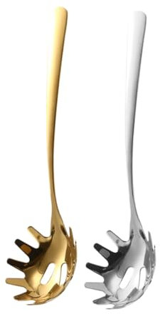 SHOWERORO 2stücke Edelstahl-nudelsieb Küchensieb Nudelfilter Küchen-nudelheber Spaghettiheber Edelstahl-nudellöffelheber Spaghettilöffel Küchenlöffel Spaghettihebergabel