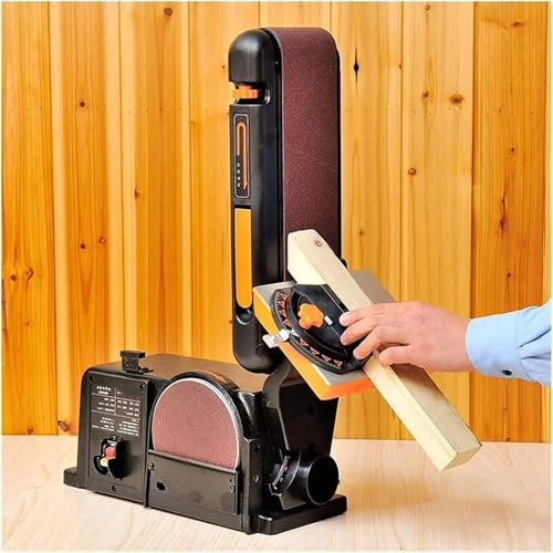 HmLotd Lijadora de Banda eléctrica, lijadora de Banco, Rueda de transmisión Totalmente de Aluminio con Almohadillas Antideslizantes y antigolpes, Cable de alimentación con Llave Que se Puede