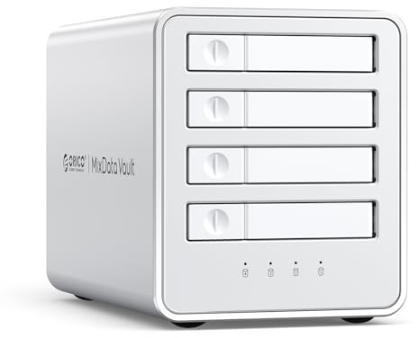 ORICO Carcasa para Discos Duros 4 Bahías 2,5 SATA SSD/HDD Estación de Acoplamiento Raid Carcasa con Ventilador Admite hasta 4 x 8 TB Velocidad de Transferencia 10 Gbit/s Diseño Compacto