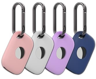 4 Pack Holder Case Compatible with Tile Pro 2024 Tracker, Anti-Scratch Finder Accessories Cover for Tile Life360 Pro, Silicone Keychain(White Purple Pink Blue)