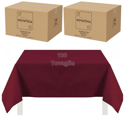 Tovaglie coprimacchia monouso Bordeaux TNT 100x100 cm resistenti tipo stoffa alta grammatura 48gr tovagliati festa ristorante pizzeria agriturismo trattoria copritavolo usa e getta impermeabili (100)