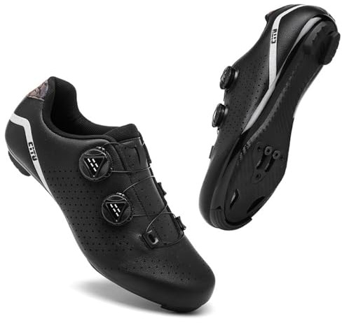 Cykelskor herr dam vägcyklar cykelskor andningsbara elsportskor unisex män dam snurra cykelskor för inomhus utomhus vardag, bekväm cykel sneaker, Svart, 38.5 EU