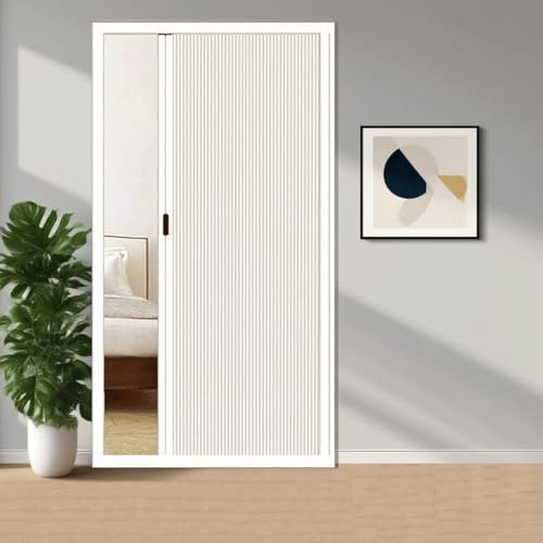 Falttür mit Aluminiumrahmen und Beschlägen, wasserdichte Trennwand für Schlafzimmer, Schrank, Badezimmer (H x B x B): 220 x 96 cm, leicht zu reinigen
