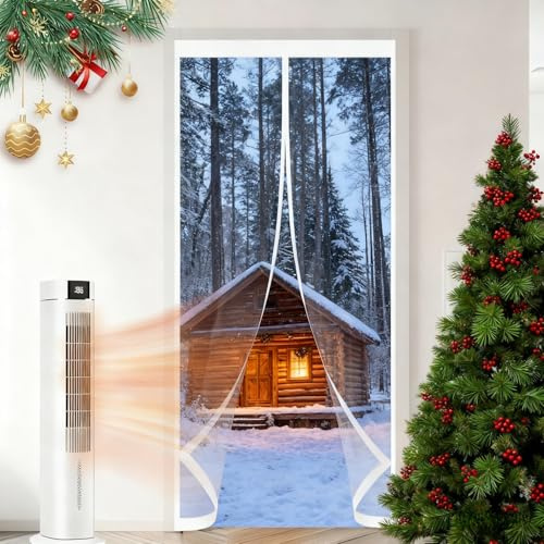 Thermal Self-Closing Door 75 x 110 cm Warm Winter, Windproof Soundproofing, Windproof Waterproof, Thermal Transparent Magnetic Door Curtain for Bedroom Kitchen, A