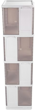 Hamwesh Libreria Girevole, Libreria Angolare Girevole Stretta con Display a 360° con Porta Magnetica Trasparente per Studio Soggiorno Camera da Letto (4 strati)