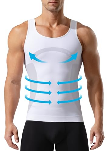 Casey Kevin Camiseta Reductora Hombre Camisa de Compresión Slim para Hombres Faja Chaleco Interior Fitness Sin Mangas Body Shaper