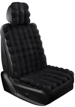 X psblty Auto Sitzauflage 1 Autositzbezug Aus Weichem Fell Mit 3D-Gitterstruktur, rutschfest, Extra Warm, Winterdesign, 4 Trendige Farben, Budgetfreundliche Dekoration(Black)