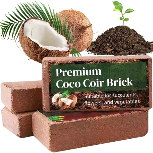 IATAHI Brique de Coco,Briques en Fibre de Coco Compressée,4pcs Briques de Noix de Coco Compressées de Qualité Supérieure,Bloc de Fibre de Coco,Fibre de Noix de Coco,Terreau de Coco pour Plantation