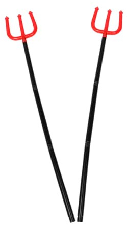 DOITOOL 2 Pezzi Forca da Diavolo Smontabile in Plastica Dettagli Realistici, Accessorio Portatile per Costume Halloween e Feste a Tema Demone