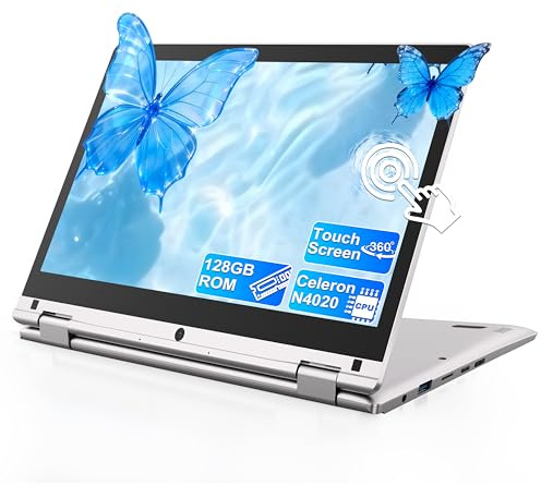 PINSTONE - Ordenador portátil de 11,6 Pulgadas táctil, PC portátil Celeron N4020, 6 GB RAM, 128 GB SSD para Estudio y Oficina - Plata