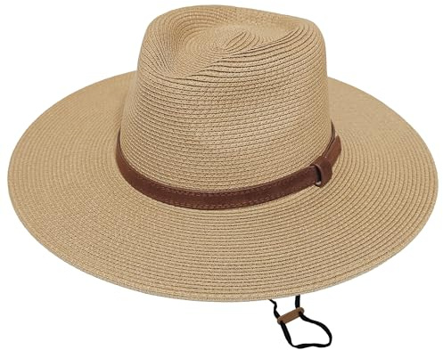 Wildarms Sombrero Panamá de Verano Unisex, Sombrero de Paja de ala Ancha Ligero y Plegable, Transpirable para Mujer y Hombre, Playa y Viaje