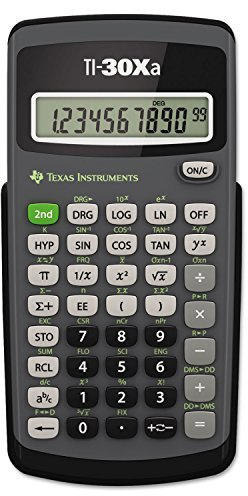 Texas Instruments TI-30XA - Calcolatrice scolastica con display a 10 cifre, funzionamento a batteria, colore: Grigio Nero