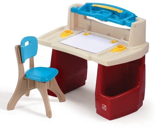 Step2 Deluxe Art Master Desk, Kids Activity Table & Chair, Arts & Crafts Desk, Made of Durable Plastic, For Toddlers 3+ Years Old