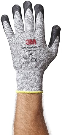3M Comfort Grip Gloves, Cut Resistant ANSI 3, Medium, 1 Pair, CGM-CR, Nitrile Cutting Gloves, Medium-Duty, Washable, Knit-Cuffed, Long Lasting Durability