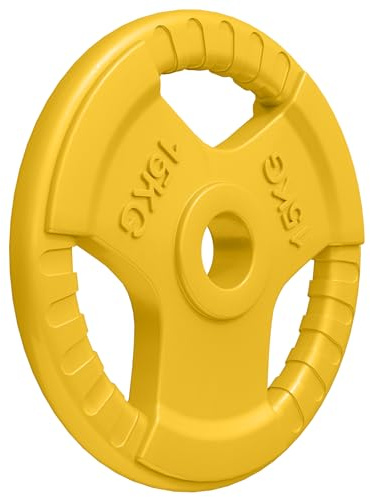 GORILLA SPORTS® Hantelscheiben 1,25–25 kg/30-kg-Set, 50 mm, Gummi, 3 Griffe | Gusseisenkern, rutschfest, stoß- und kratzfest; Gewichtsscheiben, Weight Plates, Olympia-Hantelscheiben, Langhantelscheiben