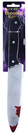 Henbrandt Large Bloodied Chef Knife 38cm Halloween Bloody Knife Prop Weapon Fake Knife Kitchen Butcher Knife with Blood Splatter Trick or Treat Halloween Fancy Dress Costume Accessories