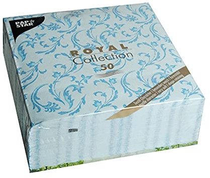 Papstar, 50 Servietten ROYAL Collection 1/4-Falz 40 cm x 40 cm türkis Damascato, #85003