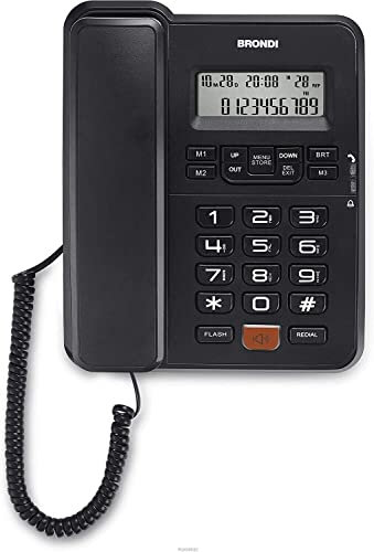 Brondi Office Desk - Telefono Da Ufficio Con Filo E Display, Nero