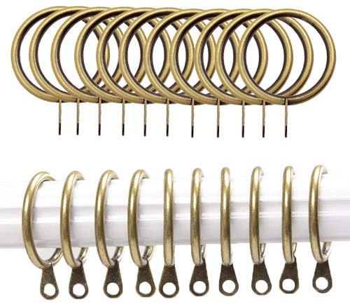 iPEAK 24 Pack Metal Brass Curtain Rings Hanging Hooks, 30mm Internal Diameter (Brass, 24 Rings)