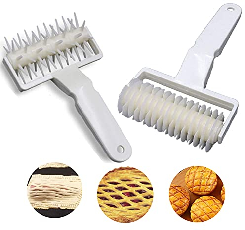 Rullo per Tagliapasta Tagliapasta a Rullo Rotella Tagliapasta Rullo a Griglia Rullo di Pasticceria Formine per Pasticceria per Torta Rullo Pizza Biscotti Strumento Della Cottura Della Cucina 2Pcs