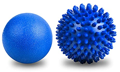 URAQT Massagebälle Faszienball, 2 Stück Faszien Kugel Fitness Massageball Hart, Igelball mit Noppen, für Füße Hände Rücken Beine