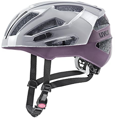 uvex gravel x - sicherer Performance-Helm für Damen und Herren - individuelle Größenanpassung - optimierte Belüftung - rhino - plum - 56-61 cm