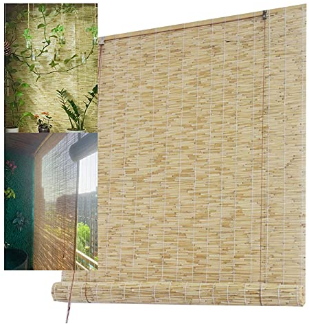 Bambus Rollo Seitenzugrollo, Bambusrollo Outdoor Jalousie FüR Fenster Aus Schilfrohr Natur AußEnbereich Bambu Jalousien, Hochwertige Raffrollo Innenfenster AußEn 130x225cm/51.2x88.6in