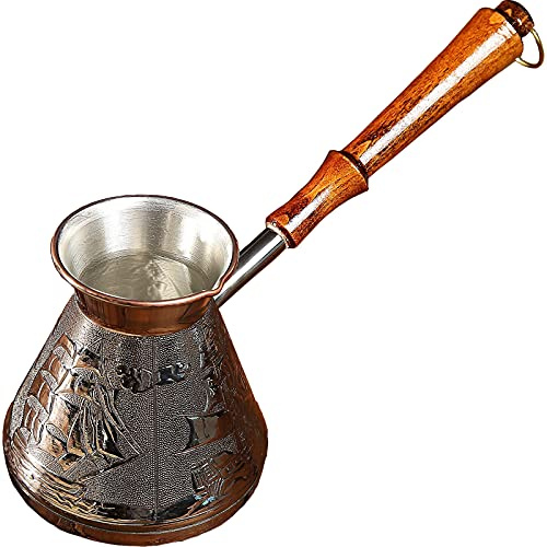 AEVVV Scarlet Sails - Cafetera turca griega de cobre turco, 500 ml, con mango de madera (481.9 g)