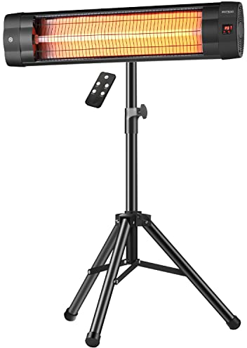 Heizstrahler Karbon Terrassenstrahler Heizgerät Infrarotstrahler Strahler 1500 Watt Display Karbonlampe 24h Timer Fernbedienung Spritzwasser geschützt Überhitzungsschutz