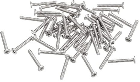 sourcing map Tornillos de Cabeza Redonda Plana M1,2-0,25x8mm 100uds, Tornillos de Máquina de Accionamiento Phillips de Acero Inoxidable 304, Sujetador de Hardware para Conexión de Muebles