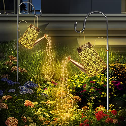 HELESIN Lampade solari con catena luminosa annaffiatoio Fairy Garden Light (2 pezzi), caraffa solare a LED con catena luminosa per esterni, lampada da giardino per patio, vaso di fiori e prato (con 2