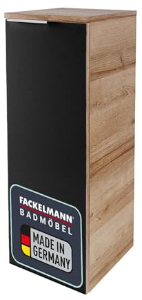 FACKELMANN B.Brillant Midischrank hängend – Hängender Badezimmerschrank mit Front aus lackiertem Glas – Viel Stauraum & Soft-Close – Badschrank in Anthrazit & Eiche (30 x 83 x 32 cm)