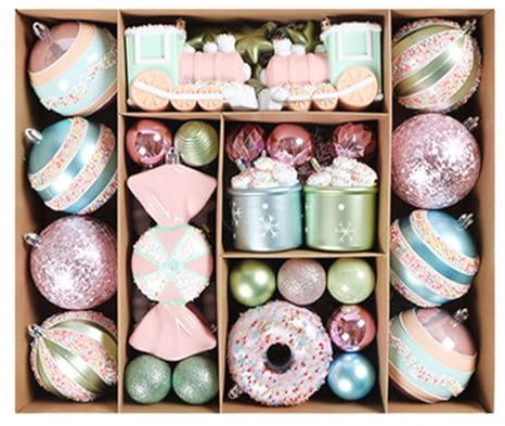 Weihnachtsbaumschmuck-Set, Weihnachtsbeschichtung bemalte hängende Dekoration, Weihnachtsdekorationen galvanisierte bemalte Weihnachtskugel, für Feiertagsparty, Weihnachtsbaumschmuck (72 Stück)