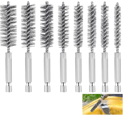 Taladro con Cepillo de Alambre, 8 piezas Cepillo para Orificios De Acero Inoxidable, 8 Tamaños de Diámetros de Cepillo de Alambre, para Cilindros para Limpiar Cilindros, Tubos