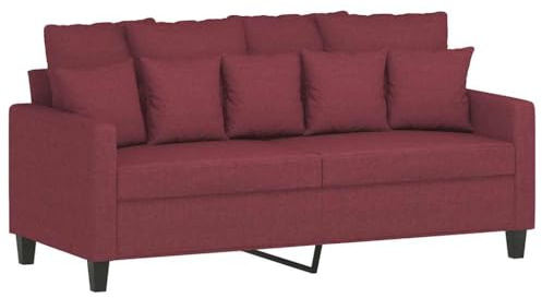 vidaXL Sofa 2-Sitzer, Loungesofa Couch mit Armlehnen Rückenkissen, Wohnzimmersofa Designsofa Metallgestell, Sitzmöbel Zweisitzer, Weinrot Stoff