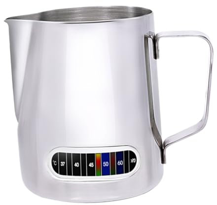 ABOOFAN Milchaufschäumkanne Mit Integriertem Thermometer Aus Für Latte Art Küche Und Restaurant Doppelwandig Für Optimale Temperaturkontrolle