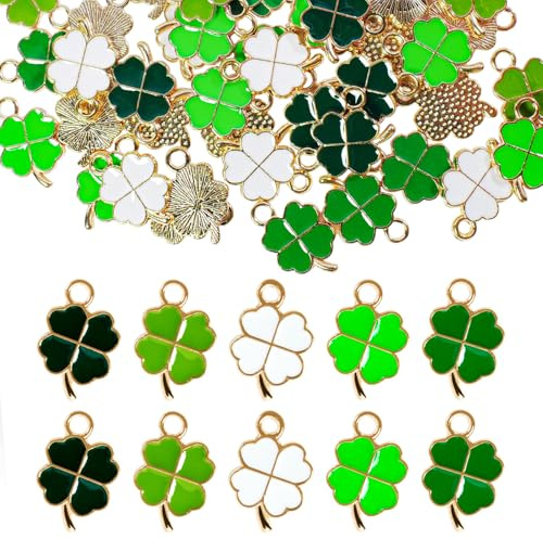 RYXZEN 60 Pezzi Ciondolo Quadrifoglio in Lega Metallo Ciondoli Portafortuna per Gioielli Fai Da Te Portachiavi Laurea Bomboniera Collane Bracciali Orecchini Portachiavi Matrimoni Battesimo (5 Colori)