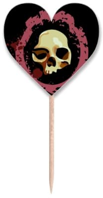 Palillos de dientes redondos realistas para Halloween, palillos de dientes, con etiqueta de corazón, palillos para cupcakes