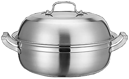 ANSNOW Steam Hot Pot 304 Edelstahl Haushalts-Meeresfrüchte-Dampfgarer Kommerzieller Sauna-Topf Dämpfender Dual-Use-Dampf-Fischtopf 34 cm