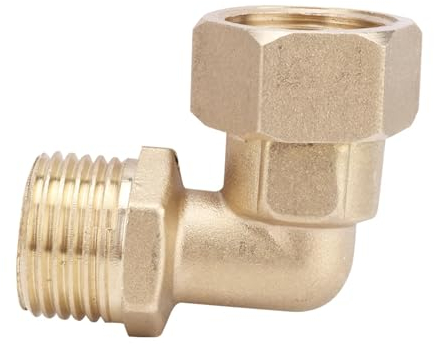 Winkelrohrkupplung, 90-Grad-Winkelrohrverschraubung, Drehgelenk, 1/2 Zoll Innengewinde/Außengewinde, 90-Grad-Messing-Winkelrohrverschraubung for Wasser-Kraftstoff-Adapter, Winkelverbinder-Rohrverschra