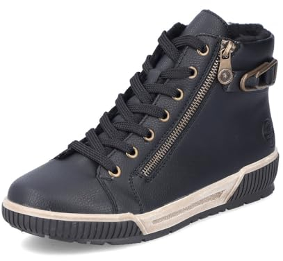 Rieker Damen Schnürstiefeletten N0708, Frauen Stiefeletten, lose Einlage,Winterstiefeletten,gefüttert,Boots,Stiefel,schwarz (00),40 EU / 6.5 UK