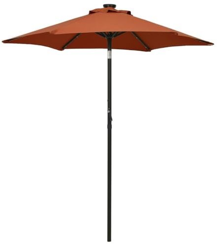 LLEZKBR Home & Garden item-Parasol with LED Lights Terracotta 200x211 cm Aluminium