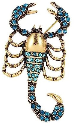 HELGN Broschen Brosche, Antik-Goldfarben, plattierte Strasssteine, Skorpion-Brosche, Anstecknadeln, modischer dekorativer Schmuck for Frauen Broschennadeln