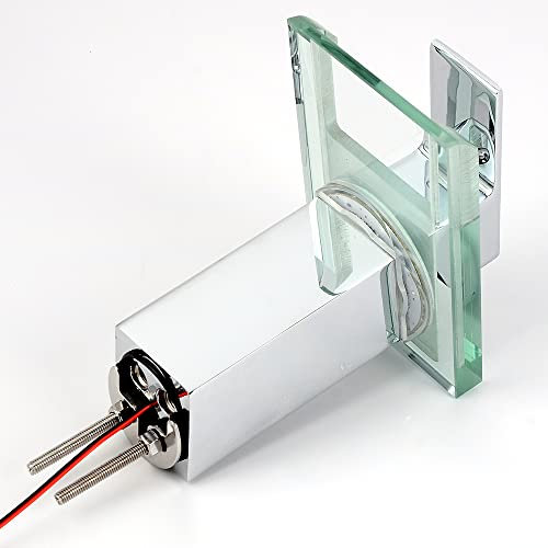 Beleuchteter Glas LED Wasserhahn Wasserfall Bad Armatur Mischbatterie Waschbecken Mit Rgb 3 Farbewechsel Beleuchtung Becken Einhandmischer Waschtischarmatur für Standard-Spülbecken